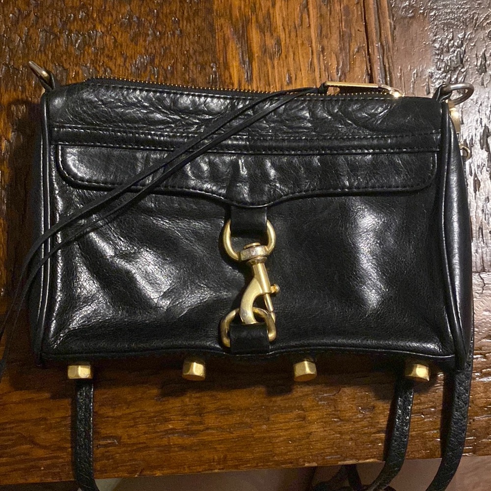 Rebecca Minkoff Soft Leather Crossbody Purse / Clutch Brass and Fringe + Studded